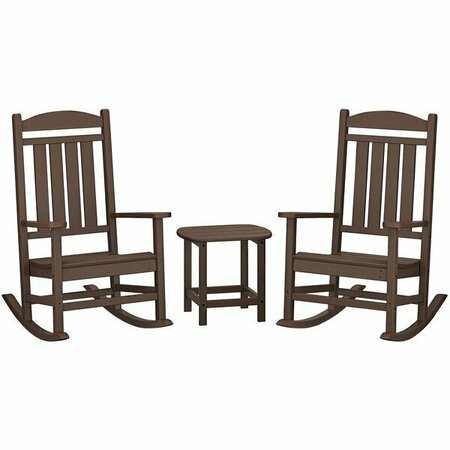POLYWOOD Presidential Mahogany Patio Set with South Beach Side Table and 2 Rocking Chairs 633PWS1661MA